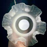 Vintage triple tulip pendant light in white glass