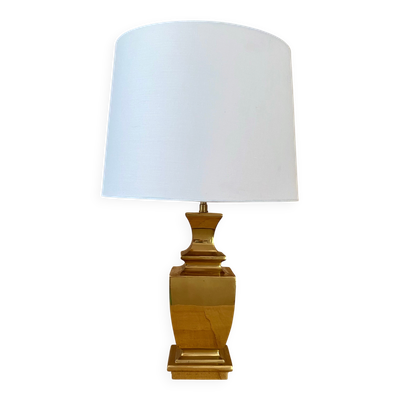 Lampe dorée « Regina », câble tissu 2 M, abat jour coton