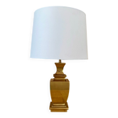 Golden lamp "Regina", 2 m fabric cable, cotton shade