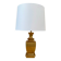 Golden lamp "Regina", 2 m fabric cable, cotton shade