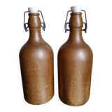 Lot of 2 old bottles in glazed stoneware