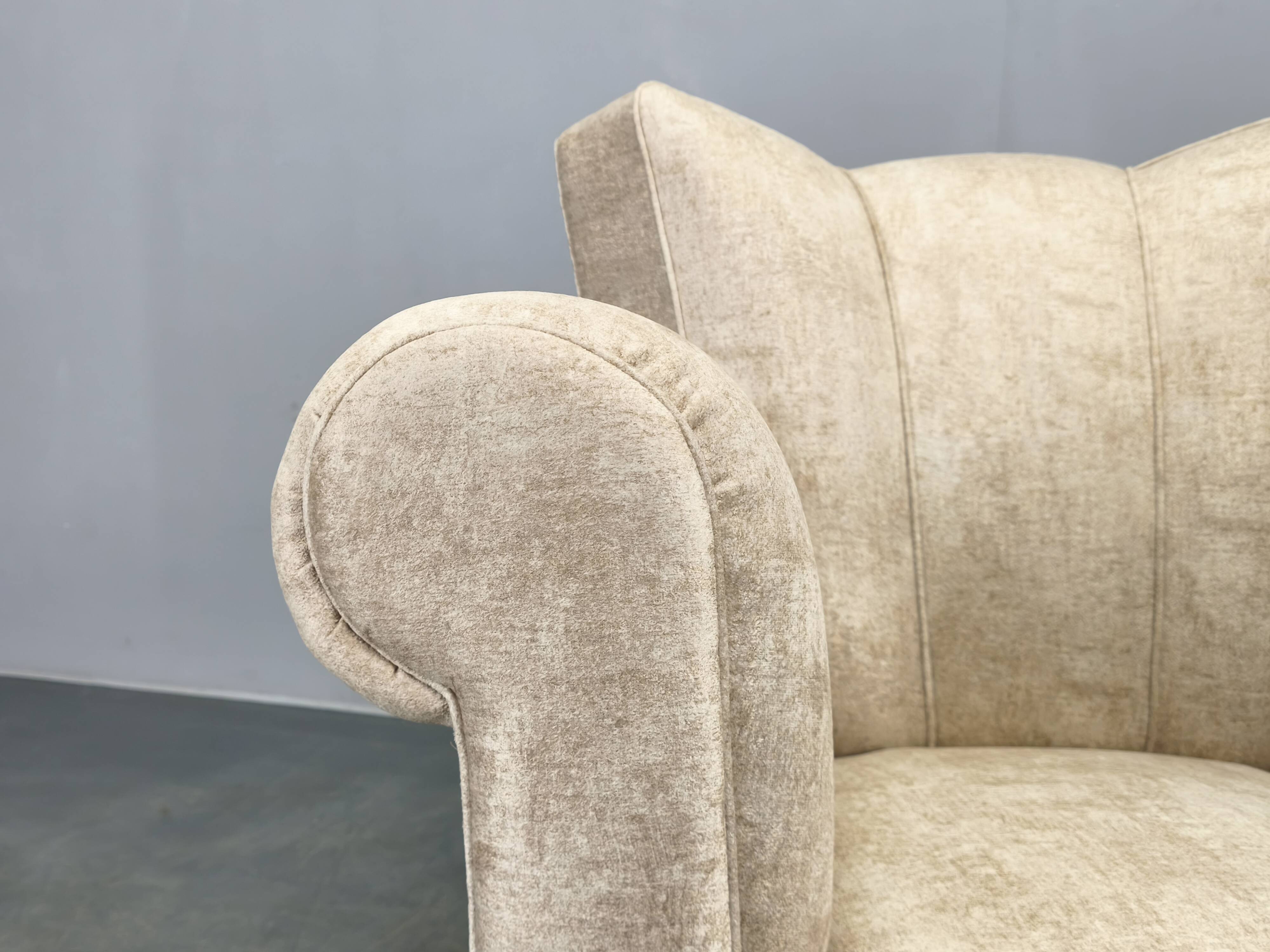 Italian Mid Century Velvet Lounge Armchair, 1950s