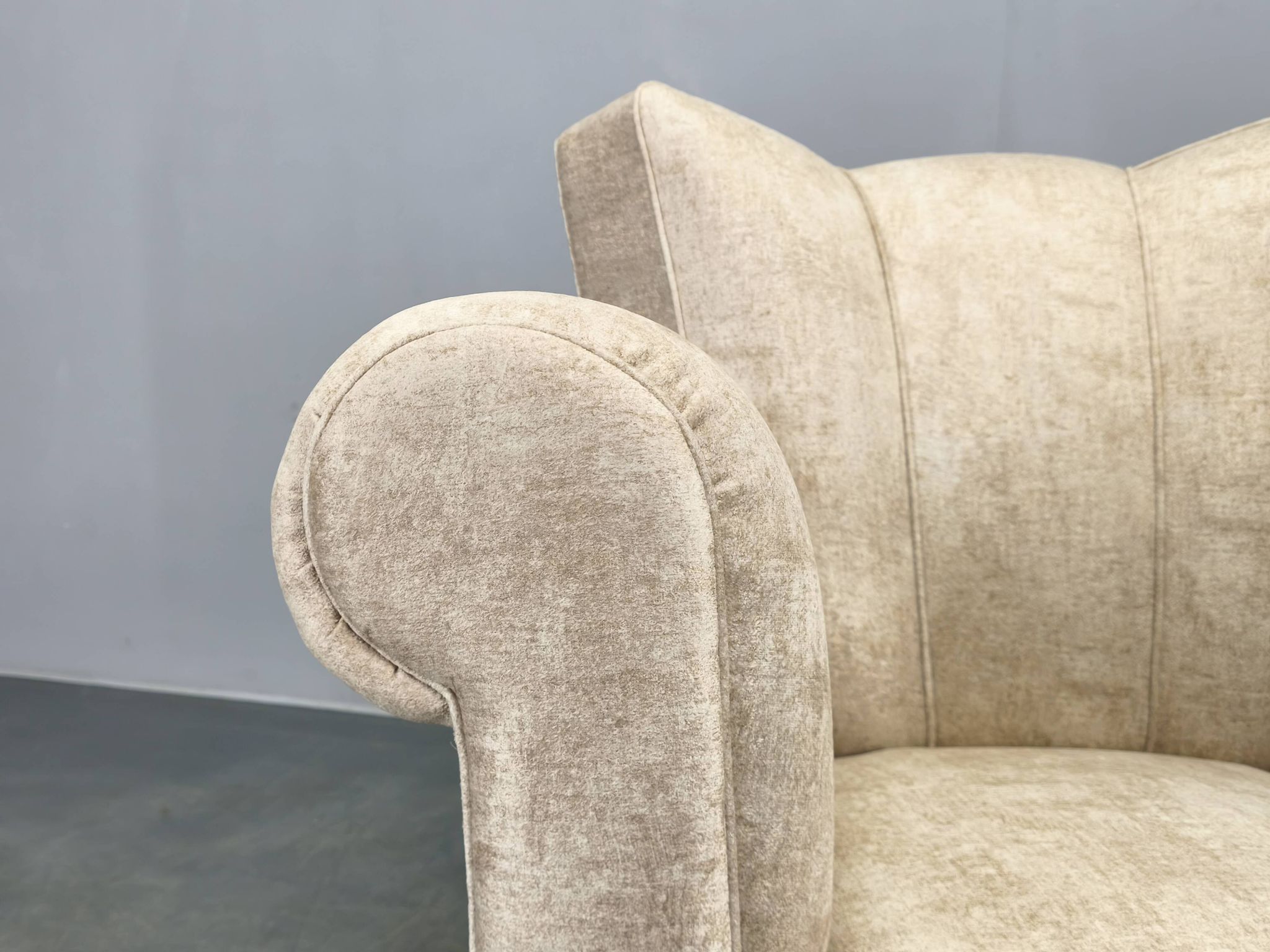 Italian Mid Century Velvet Lounge Armchair, 1950s