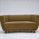 1960s, Danish 2-seater "Banan" sofa, green furniture wool, ash wood.