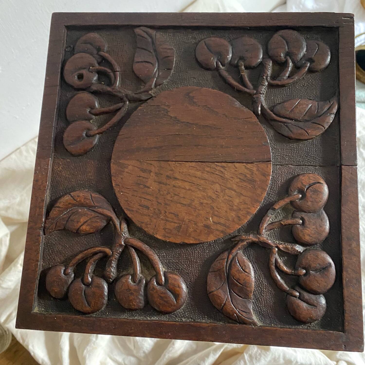 Cherry carved wooden stool