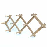 Coat rack accordion vintage light wood 10 hooks