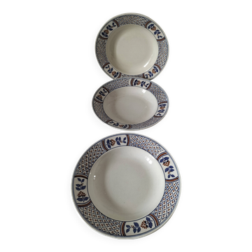Trio d’assiettes creuses Keller & Guérin Lunéville modèle Rouennais