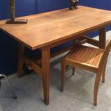 Table light oak by Rene Gabriel around 1950 reconstruction
