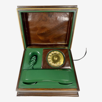 Telcer vintage italian phone chest in solid wood and bakelite - italian design circa 1960-1970