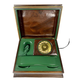 Téléphone vintage italien Telcer coffre en bois massif et bakélite, vers 1960-1970