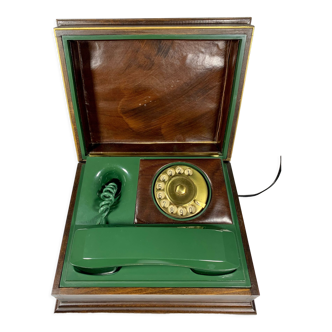 Telcer vintage italian phone chest in solid wood and bakelite - italian design circa 1960-1970