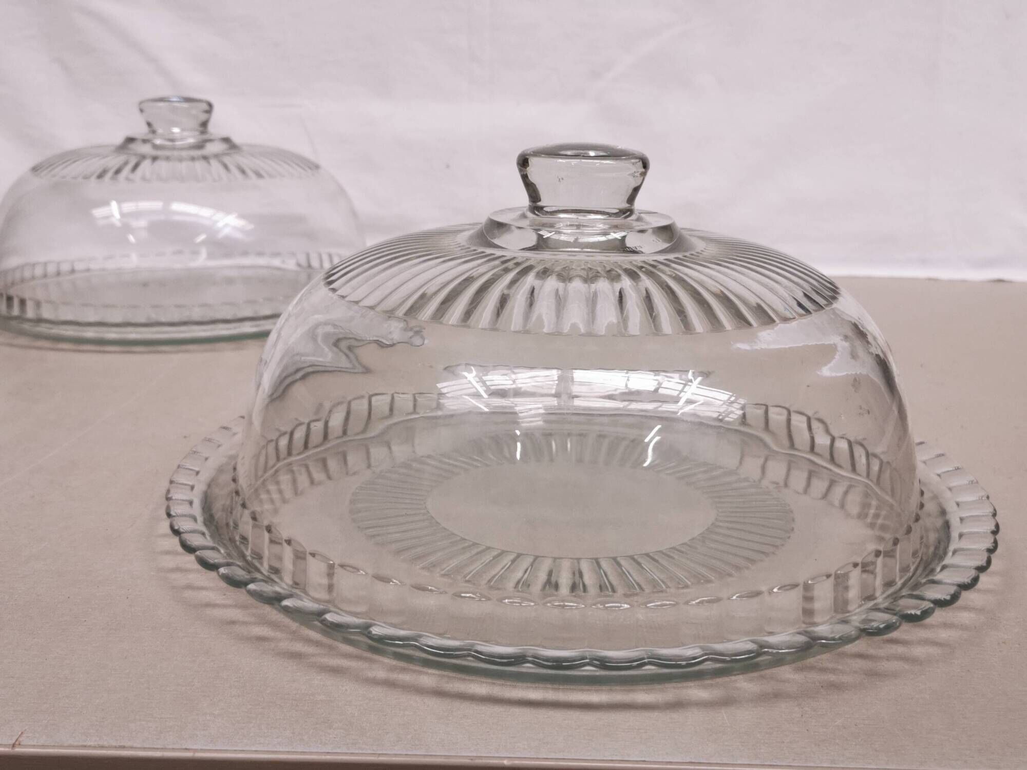 Pair of Cake/Cheese Dishes, Tart Cloche, Glass Pastry