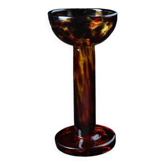 Amber blown glass candle holder – Art Deco style – 24.5 cm