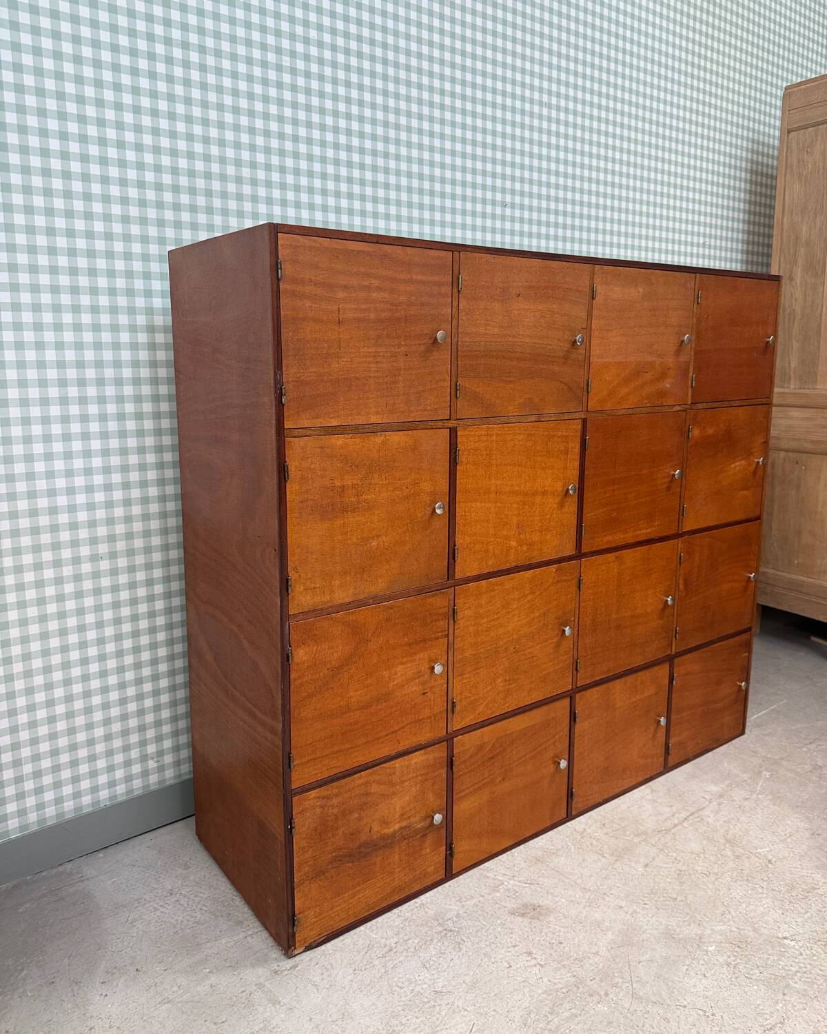 Large vintage wooden locker cabinet