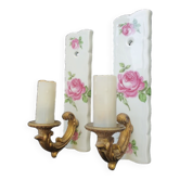 Pair of vintage Limoges ceramic wall sconces