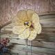 Wall sconce with flower, rattan petals and pastel yellow eyelet embroidery