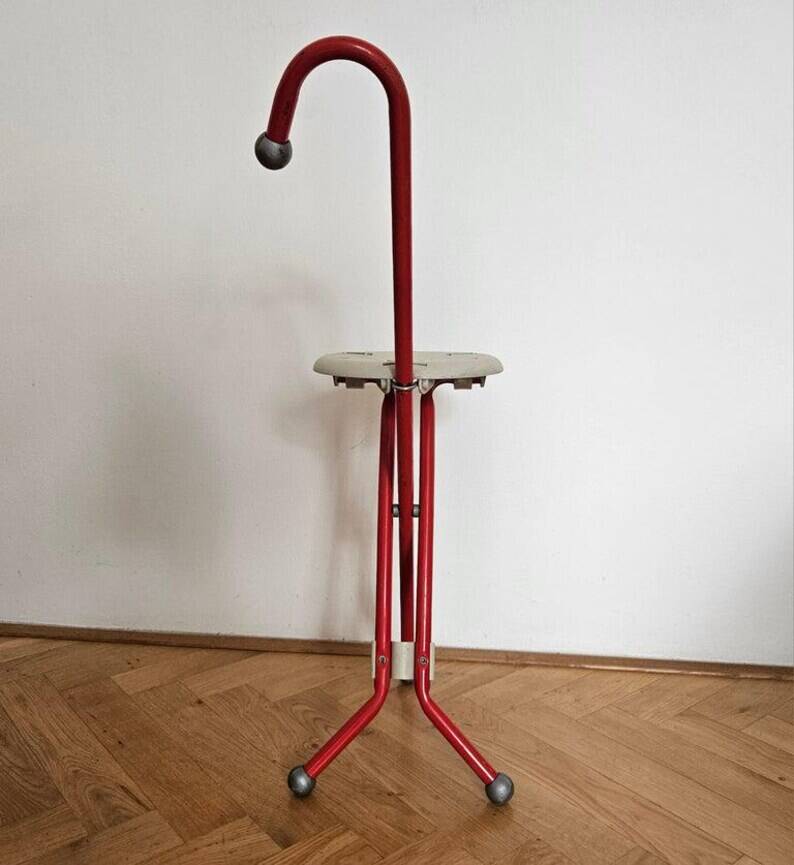 Midcentury Ulisse Folding Stool designed by Ivan Loss, Sandrigarden, Italy, 1981