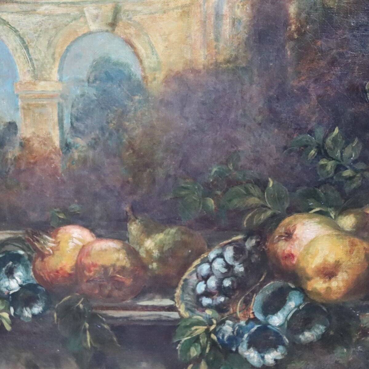Still Life, Large Oil Painting On Canvas, Italy, 19th Century