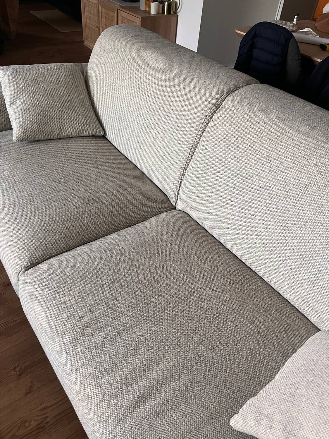 Canapé gris en tissu (214 cm)