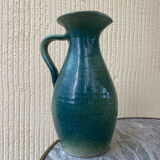 Carafe vintage en terre  émaillée bleu vert