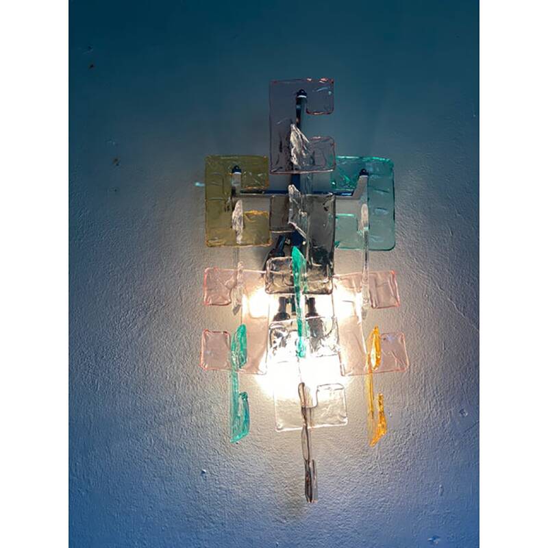 Contemporary Multicolors “Handmade C” Wall Sconce in Venini Style