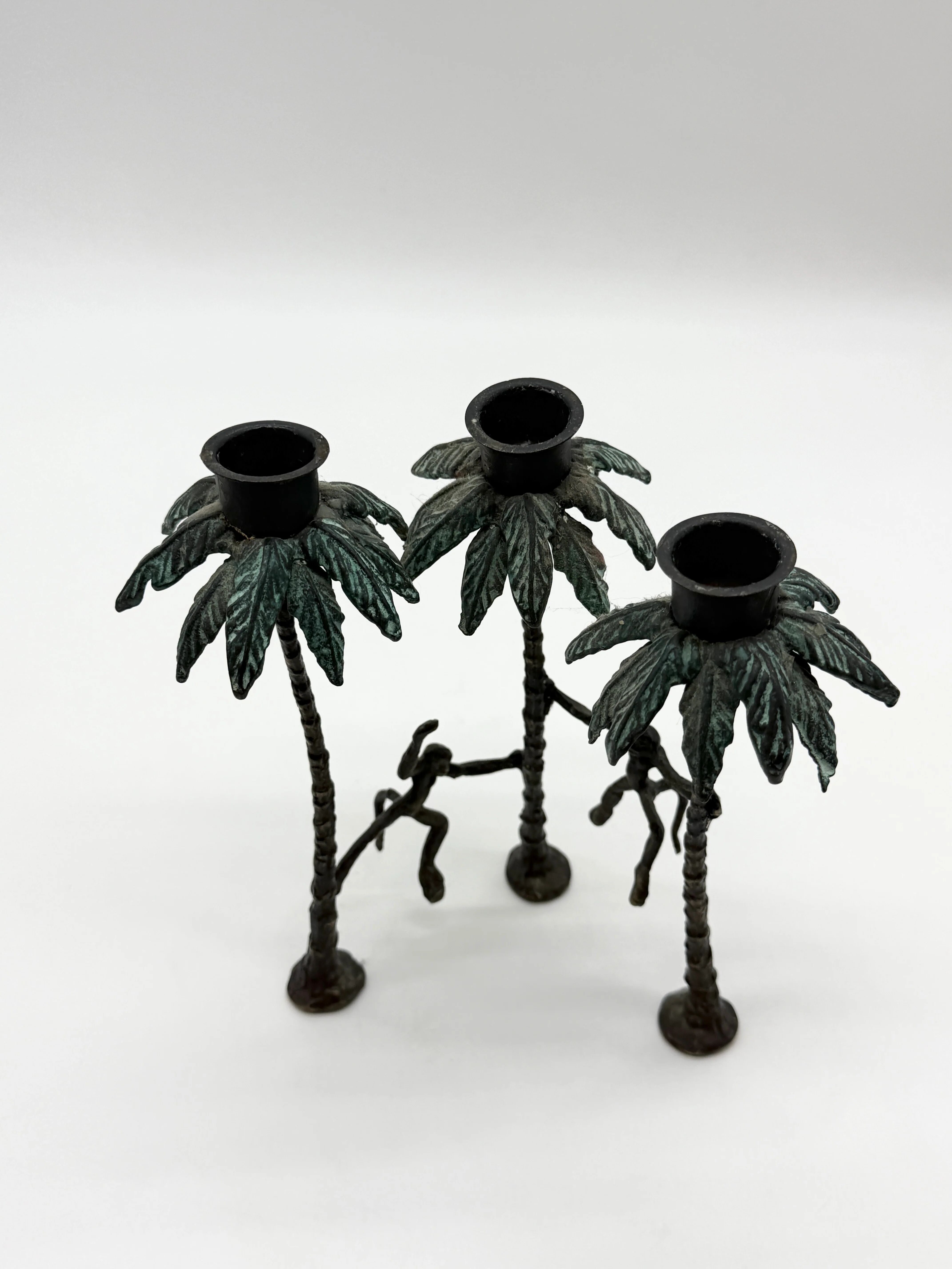 Chandelier "singe" en bronze patiné, 1970s