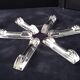 6 old and large crystal knife holders in Art Deco style