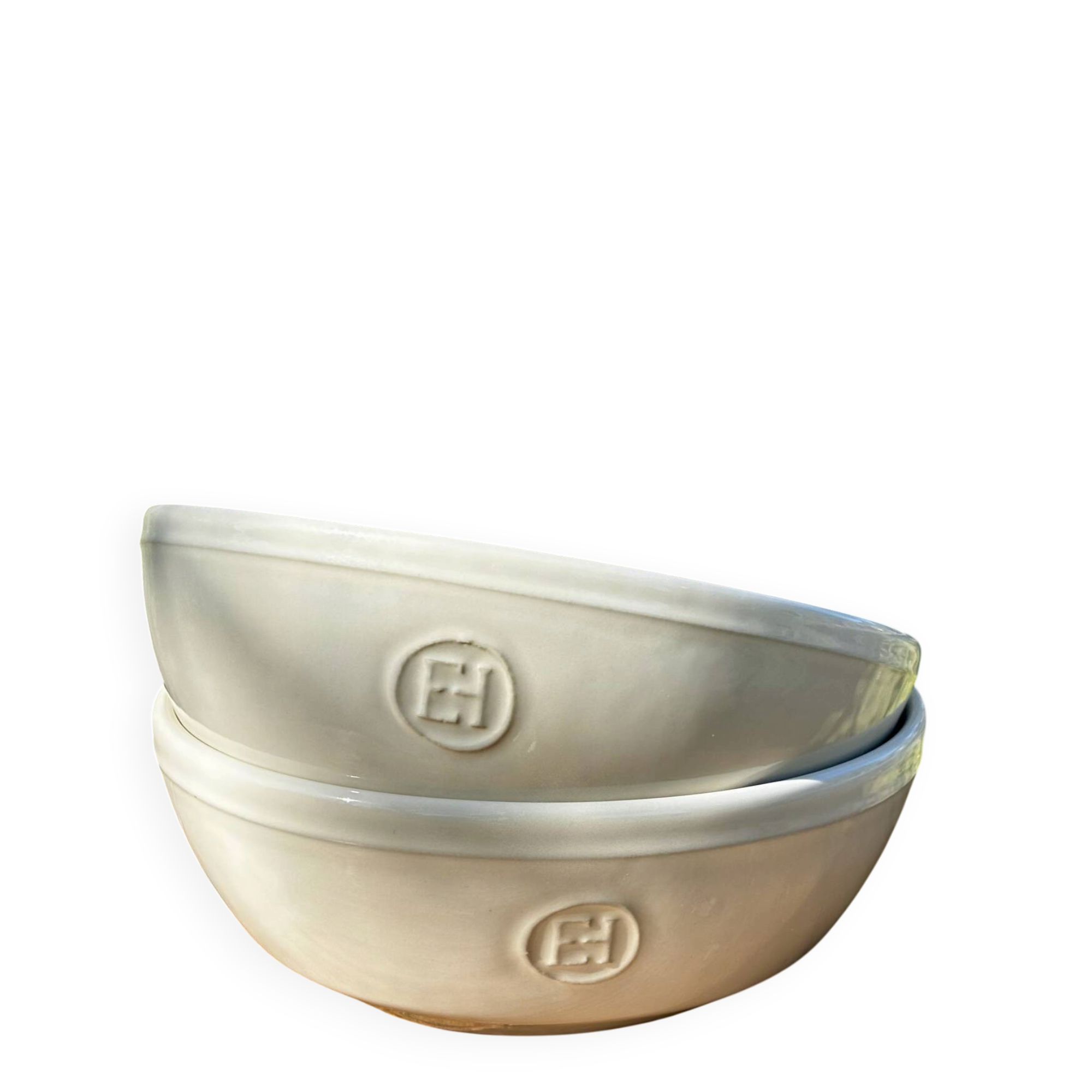 Set of two off-white Emile Henry bowls