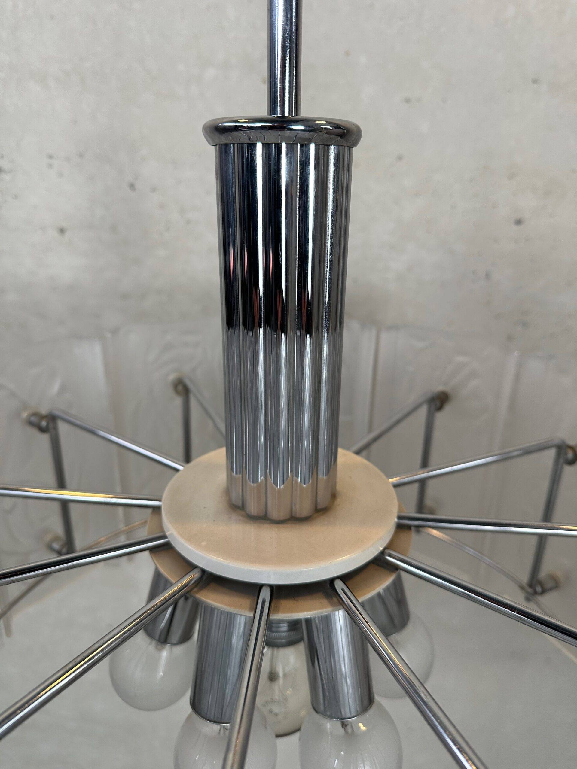 Vintage 1970s pendant lamp – glass/chrome