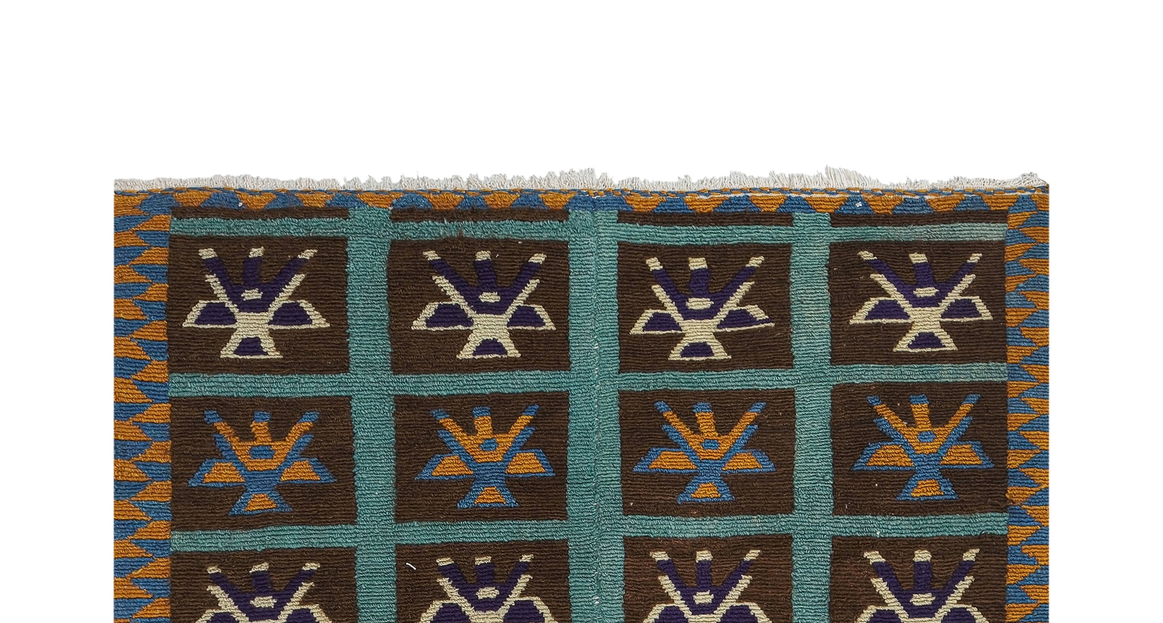 Vintage Turkish Oushak Rug Handwoven 125x140 cm