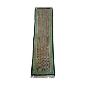 Green Berber kilim woollen carpet 55x205cm