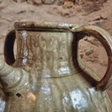 Pot à huile ancien en terre cuite – XIXe siècle – Émaillé vert
