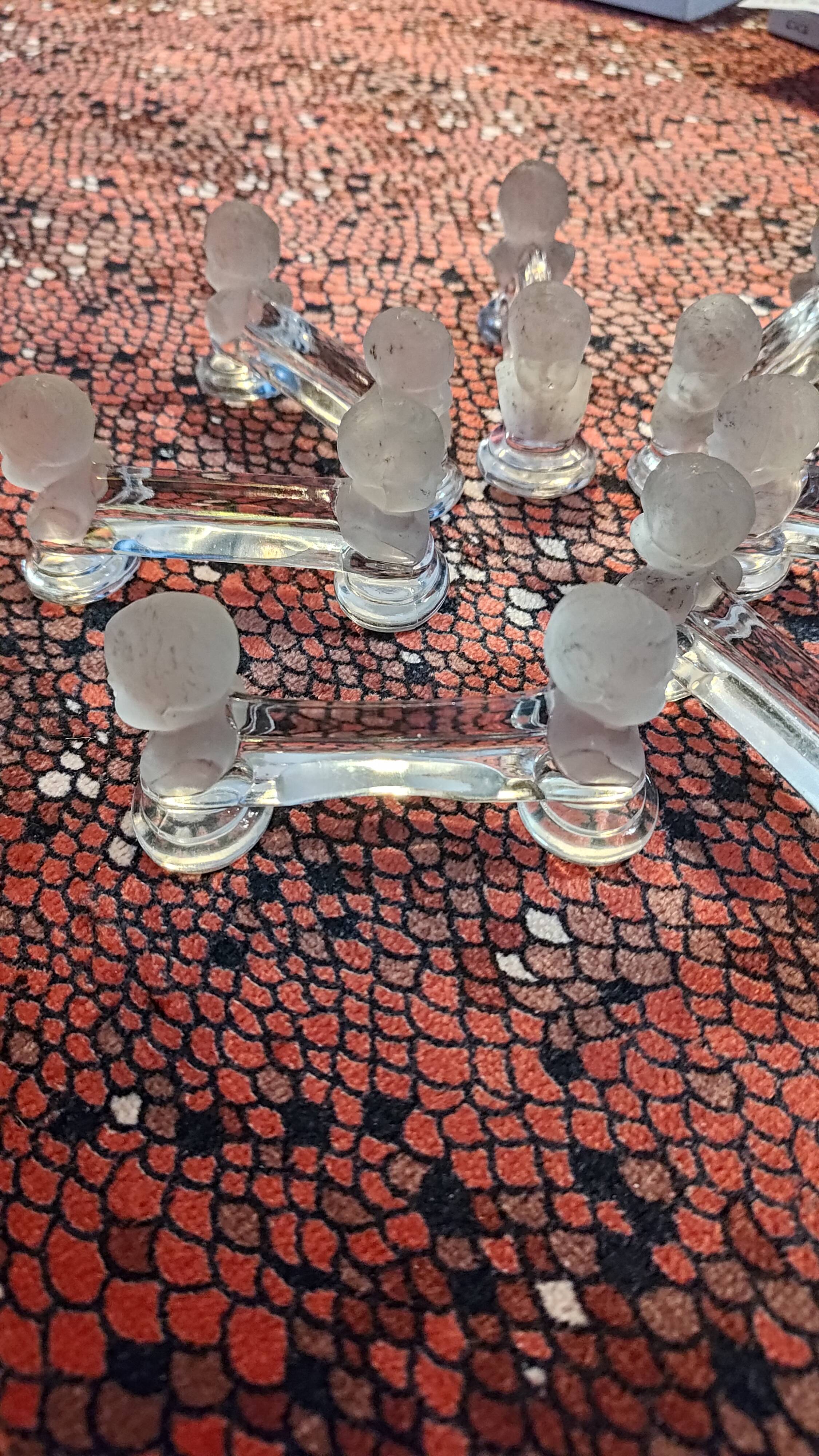 Set of 7 Baccarat Houdon crystal knife holders