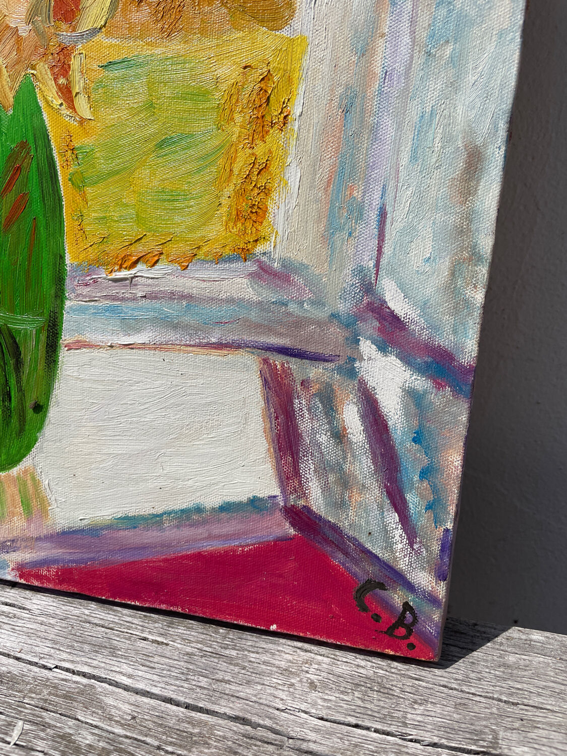 Still life painting with bouquet oil on canvas