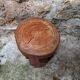 Vintage brutalist carved plant stand stool