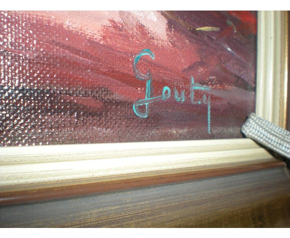 Gouty 'bouquet of roses' oil on canvas table