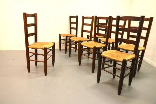 Ensemble de 8 chaises de salle à manger Charlotte Perriand Bauche n°19