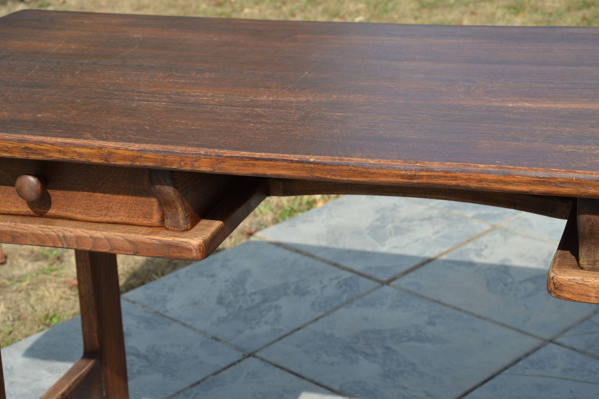 "Brutalist" farmhouse desk/table in solid oak
