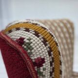 1960s, set of 2 Danish easy chairs, traditional Danish woven wool fabric.