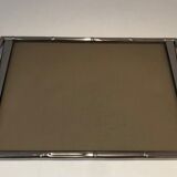 Chrome tray style faux-bamboo with smoked glass top