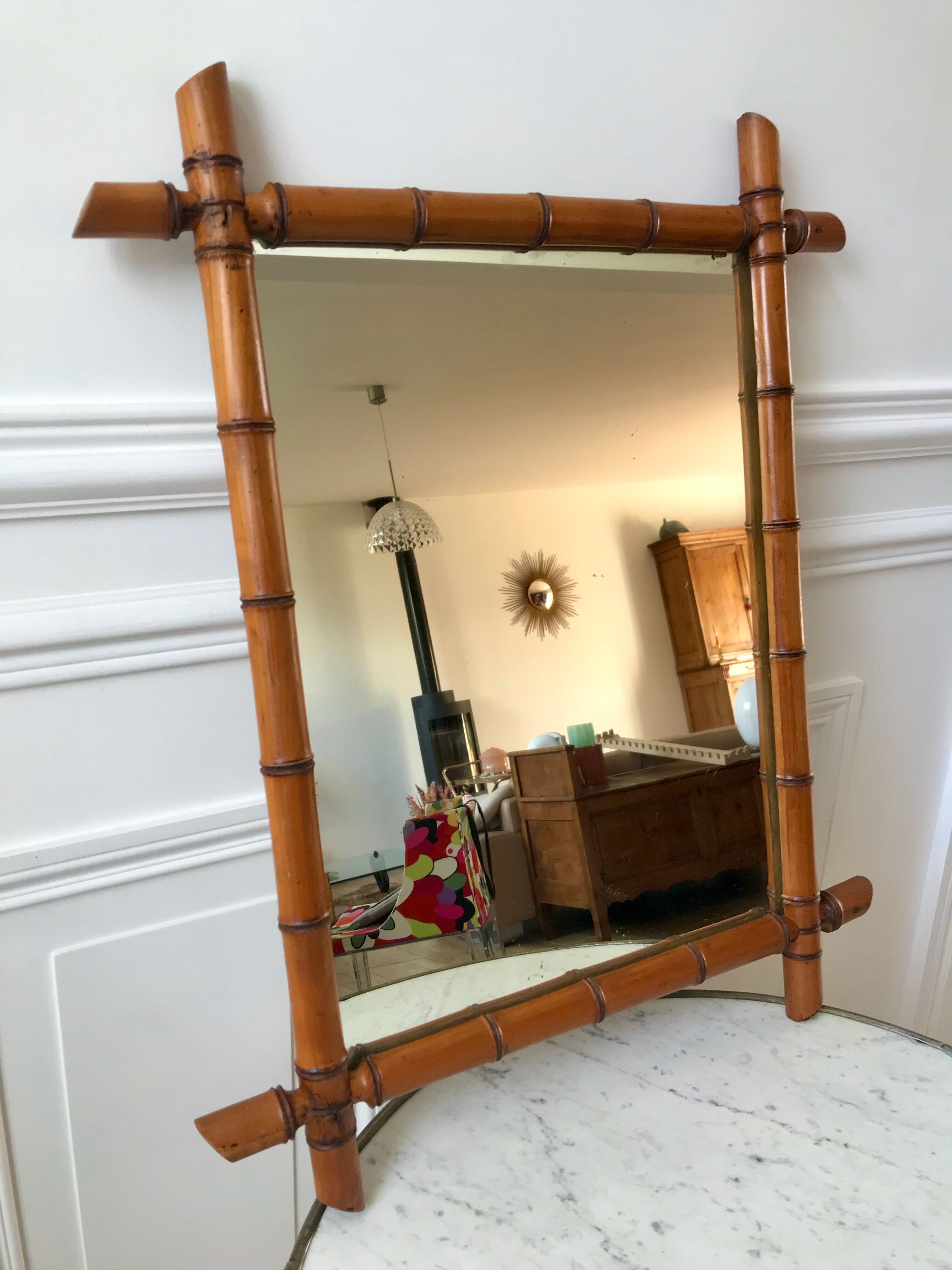 barber mirror style bamboo XXth