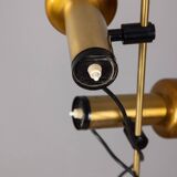 Lampadaire vintage années 70 en laiton doré à deux lumières design italien