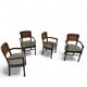 4 x RAC Royal English dining chairs / green leather cushions