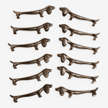 Set of 12 dachshund dog knife holders