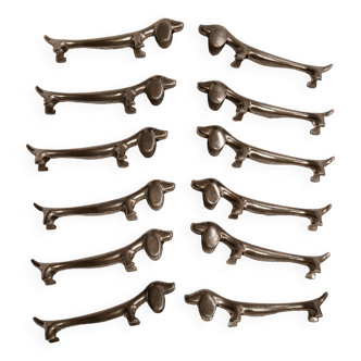 Set of 12 dachshund dog knife holders