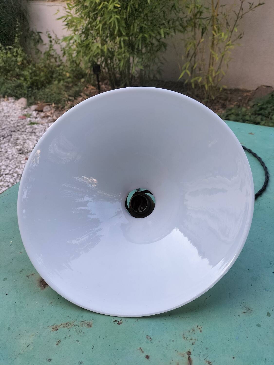 Opaline cone pendant light