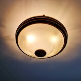 Mid-century ceiling light in brass and white opaline, 1950s