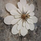 24 petal flower wall light in rattan and white linen