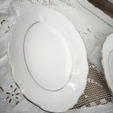 2 porcelain dishes Manufacture double gold line hand-painted