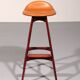 Modern Danish leather and wood model OD-61 bar stool by Erik Buch for Oddense Møbelfabrik, 1964